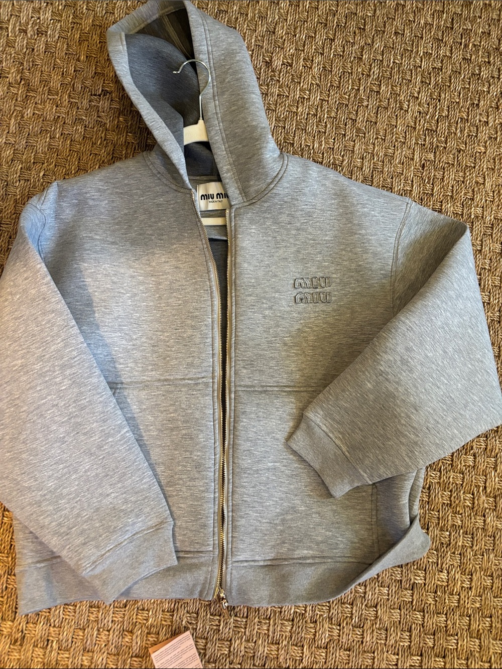 Miu Miu Light Gray Kids Zip Hoodie